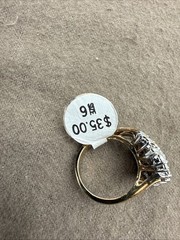 Vintage Statement Cocktail Ring Lot – Clear Stones Gold tone Sizes 5.5 – 6.5