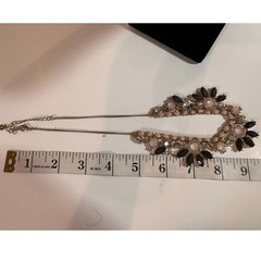 Lauren Conrad Pink and Blue Floral Sparkle Chunky Statement Necklace