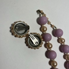 Vintage Elegant Lavender and Faux Pearl Beaded Jewelry Set