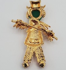 JBK Brooch 2.5in Gold Tone Glass Cabochons Scarecrow Camrose  Kross MCM Repro