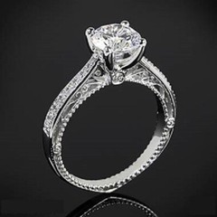 Art Deco Round Cut Lab Created Diamond Wedding Bridal 14K White Gold Filled Ring