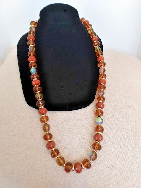 Joan Rivers Earth Tone Color Faceted Acrylic Beaded Necklace
