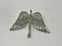 Beautiful Silvertone Clear Rhinestone ANGEL with Wings Pin