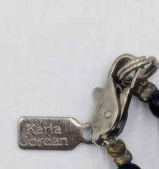 Karla Jordan Black Beaded Necklace + White Mother-of-Pearl Shell Flower Design