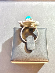 Vintage Sterling Native American 8×24 mm Turquoise Navette Ring Size 5.5 5 1/2