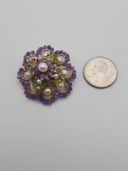 Swoboda Pearl Amethyst Peridot Pin Minty!