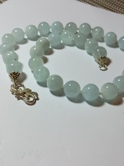 925 Silver China Vintage Translucent Pale Green Jadeite Hand Knotted Necklace!!!