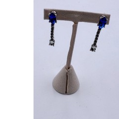 VINTAGE Yves Saint Laurent YSL Vintage Blue Clear Crystal Drop Clip On Earrings
