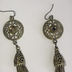**Vintage Filigree Tassel Drop Earrings Silver Tone Statement Dangle Jewelry**