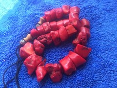 chinese china fine Necklace yes of Deep Red Bamboo Coral nuggets accented