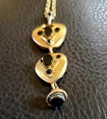Casual Corner Gold and Black Rhinestone Dressy Pendant Necklace