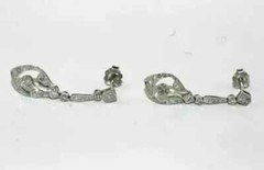 Art Deco Drop Wedding Earrings 2.6 Ct Lab Created Diamond 14K White Gold Over