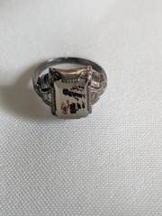 Vintage Sterling Silver Art Deco Moss Agate Ring Size 5
