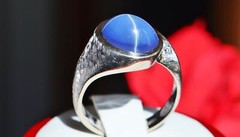 18k white gold sz 9.75 ring 6.32c Lindy star lab created sapphire diamond 8.35g