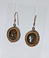 VTG 925 Southwest Moon Tree Cutout Earrings 1.25in Sterling Silver 4.7g Patina