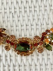 JULIANA D&E Iridescent Watermelon Art Glass Rhinestone Bracelet! SPECTACULAR!!