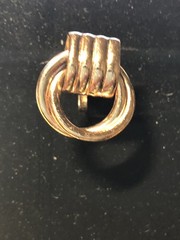 VTG. MEXICO SILVER DAINTY DOOR KNOCKER SCREWBACK EARRINGS ROSE GOLD COLOR .75″