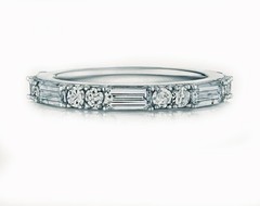 Vintage Platinum Baguette Round Diamond Eternity Ring Band VS-G Size 5.5