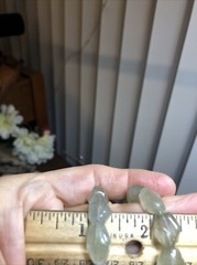 24. Vintage 925 Sterling Faceted Prehnite Beads Carved stone Pendant Necklace