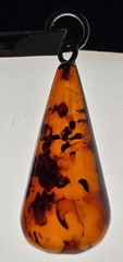 Vintage Brown Natural Amber Pendant from Latvia, Teardrop Shaped