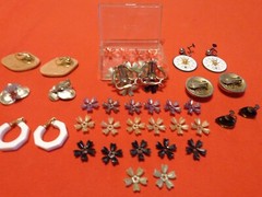 UNIQUE 7 PIECE ANTIQUE ART DECO DISCO EARRINGS COLLECTION 1950s – 1970s # 123