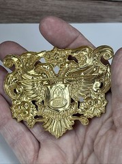 Vintage Miriam Haskell Russian Gold Brooch Crest Coat Of Arms Eagle Phoenix