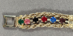 Tennis Bracelet Rainbow Multi Color Rhinestones Crystals Silvertone 7” KOREA