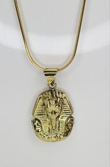 Handmade Solid Brass King Tut Necklace Egyptian Pharaoh Pendant Antique Finish