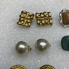 (9 Pairs) Vintage Unmarked Clip On Earrings Gold & Silver Tone (#1014)