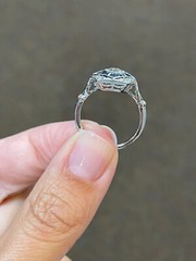 Elongated Vintage Cocktail Ring 2.3 Ct Simulated Diamond 14k White Gold Over