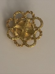 Vtg Monet Gold-tone Rope Knotted Checkered Center Brooch On Original Card