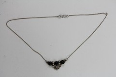 VINTAGE BLACK ONYX BALI STERLING SILVER 925 CHAIN NECKLACE 17.75″ LAYER CLASSIC