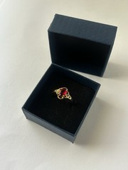 Vintage Red Cubic Zirconia Ring Gold Plated Womens Size 8.5