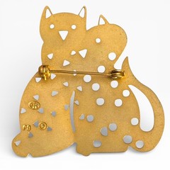 Vintage Mid Century Modern Cat Couple Brooch Snuggling Abstract Cutout Pin