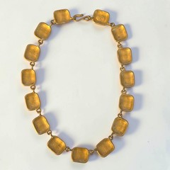 VINTAGE ERWIN PEARL GOLD-TONE BLACK ENAMEL CHOKER NECKLACE