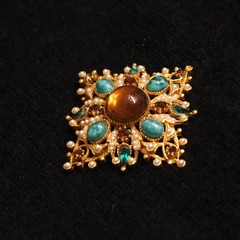 Lot of 4 Jelly AB Vintage Brooches 1.5-2.5″ Capri Pink Purple Green Teal Orange