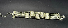 Vintage MARLYN SCHIFF 7″ Silver Tone Art Deco Style Paneled Rhinestone Bracelet