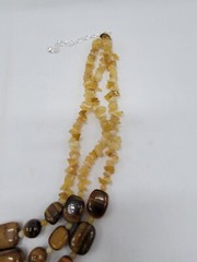 Jay King Tigers Eye Necklace 3 Strands Yellow Opal Nuggets Sterling Silver NIB