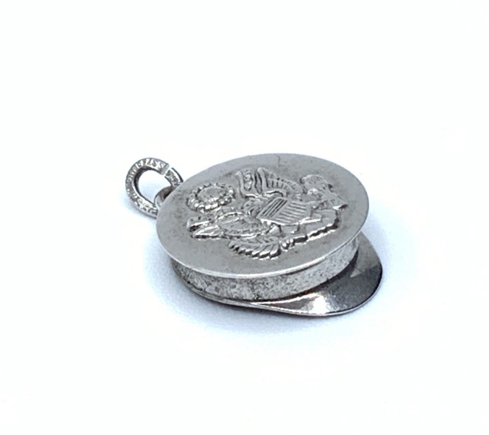Vintage JMS 925 Sterling Silver US Army Military Cap Hat Charm Pendant