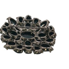 Vintage Black Rhinestone Cluster Brooch Gunmetal Tone Statement Pin 2 by 1 3/4