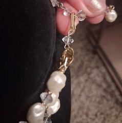 Miriam Haskell 30s AB Crystal Pearl 3 Strand Necklace