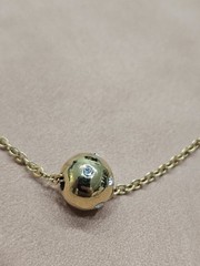 Vintage Avon Necklace Pendant Gold Tone Jewelry Ball Crystal Sliding Charm Cute