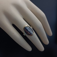 Vintage Silver Niello Ring Oval Floral Gold Frame Russian 875 Soviet Men Women