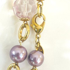 Vtg KJL Kenneth Jay Lane Long Bead Faux Pearl Necklace Faceted Lilac Signed
