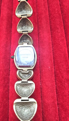 Vintage Heidi Daus “Heartbreakers” Red Hearts Pave Crystal Bracelet Watch