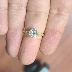 14k Yellow Gold Vintage Engagement Ring 1.45ct.Lab-Grown Old Euro Diamond
