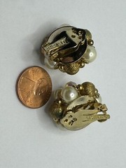 Vintage 50’s Clear Iridescent Rhinestone Beads Detailed Clip On Earrings Diamond