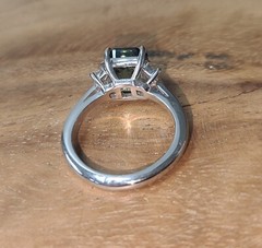 Vintage 14k White Gold Engagement Ring 3.00CT.Untreated Teal Sapphire GIA Cert