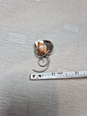 M STERLING MODERNIST 925 STERLING SILVER & Carnelian Agate BROOCH