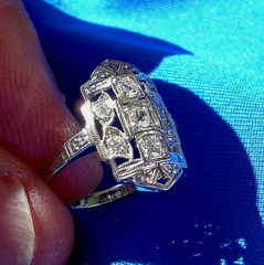 Original EARTH MINED DIAMOND Deco Engagement Ring Vintage Style 14K WHITE GOLD 6